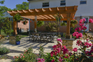 Landscaped home with pergola in cincinnati, ohio