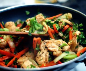 Peppers from the garden sauteeing